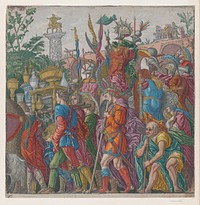 Sheet 6: Men carrying trophies, from The Triumph of Julius Caesar by Andrea Andreani (Intermediary draughtsman by Bernardo Malpizzi)