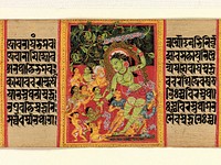 Green Tara Dispensing Boons to Ecstatic Devotees: Folio from a Manuscript of the Ashtasahasrika Prajnaparamita (Perfection of Wisdom), India, West Bengal or Bangladesh