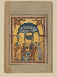 Four miniatures of the life of Christ from a gospel book of 1311 (Presentation, Baptism, Transfiguration, Entry into Jerusalem) by T'oros the Deacon