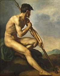 Nude Warrior with a Spear (ca. 1816) by Théodore Gericault.  