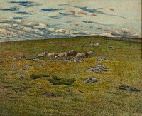 Grazing Sheep (1901) painting in high resolution by Nils Edvard Kreuger. Original from the Thiel Gallery. 