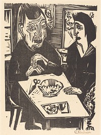 Old and Young Woman (1921) print in high resolution by Ernst Ludwig Kirchner.  