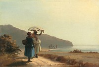 Two Women Chatting by the Sea, St. Thomas (1856) by Camille Pissarro.  