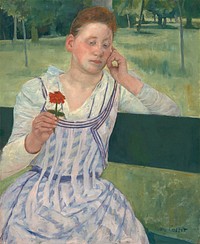 Woman with a Red Zinnia (1891) by Mary Cassatt. 