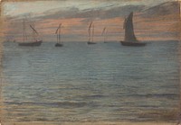 A Seascape at Sunset (1880s) by Ernest&ndash;Ange Duez.  