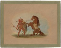 A Pawnee Warrior Sacrificing His Favorite Horse (1861-1869) painting in high resolution by George Catlin.  