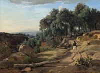 A View near Volterra (1838) by Jean–Baptiste–Camille Corot.  