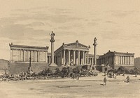 Academy (1890) drawing in high resolution by Themistocles von Eckenbrecher.  