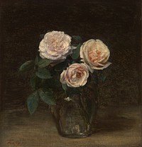 Still Life with Roses (1877) painting in high resolution by Henri Fantin-Latour. Original from Yale University Art Gallery. 