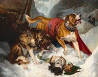 Alpine Mastiffs Reanimating a Distressed Traveler (1820) by Sir Edwin Landseer.  