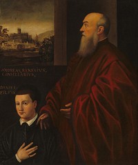 Andrea Renier and His Son Daniele (ca. 1560–1566) by Anonymous Artist & Jacopo Tintoretto.  