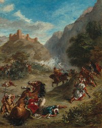 Arabs Skirmishing in the Mountains (1863) by Eugène Delacroix.  