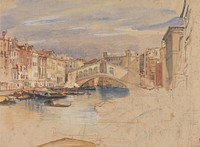 The Grand Canal and Rialto (1838) painting in high resolution by John Frederick Lewis.  