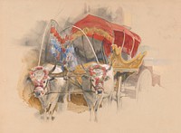 A Turkish Araba Drawn by Two White Oxen, Constantinople (1841) painting in high resolution by John Frederick Lewis.  