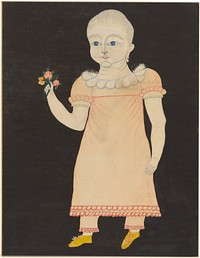 Baby in Pink Dress with Roses (ca. 1820) by American 19th Century.  