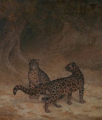 Clouded Leopards (ca. 1825) painting in high resolution by Jacques–Laurent Agasse.  