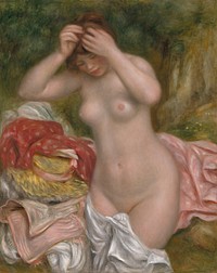 Pierre-Auguste Renoir's  Bather Arranging Her Hair (1893) painting in high resolution 