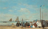 Beach Scene at Trouville (1863) by Eugène Boudi.  