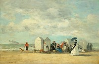 Beach Scene (1862) by Eug&egrave;ne Boudin.  
