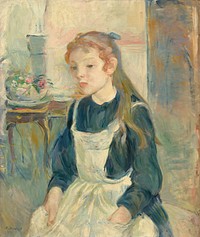 Young Girl with an Apron (1891) painting in high resolution by Berthe Morisot. 