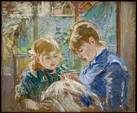 The Artist's Daughter, Julie, with her Nanny (c. 1884) painting in high resolution by Berthe Morisot.  