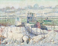 Boathouse, Winter, Harlem River (ca. 1916) by Ernest Lawson.  