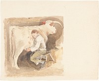 Boy Milking Cow by John Sell Cotman (1782&ndash;1842)  