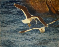 Lesser Black-backed Gulls Flying (1903) painting in high resolution by Bruno Liljefors. Original from The Thiel Gallery. 