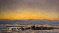 Morning Mood by the Sea (1896) painting in high resolution by Bruno Liljefors. Original from The Thiel Gallery. 