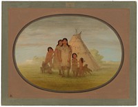 Camanchee Chief's Children and Wigwam (1861-1869) painting in high resolution by George Catlin.  