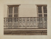 Cast Iron Balcony Rail (ca. 1936) drawing in high resolution by Lucien Verbeke.  