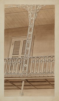 Cast Iron Balcony (ca. 1936) drawing in high resolution by Lucien Verbeke.  