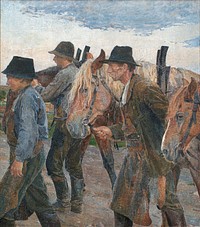 Farmworkers from Uppland (1904) painting in high resolution by Carl Wilhelmson. Original from the Thiel Gallery. 
