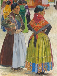 Spanish Women (1910) painting in high resolution by Carl Wilhelmson. Original from the Thiel Gallery. 