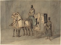 Carriage with Driver and Groom: Autumn painting in high resolution by Constantin Guys (1805–1892). 