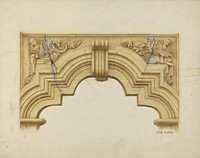 Carved Stone Arch Over Doorway (ca. 1939) by Emile Cero.  