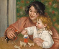 Pierre-Auguste Renoir's  Child with Toys , Gabrielle and the Artist's Son, Jean (1895-1896) painting in high resolution 