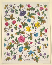 Floral design for printed textile (1800–1818) by Louis-Albert DuBois.  