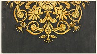 A palmette ornament on black ground (1805–1810) ornamental textile design in high resolution. 