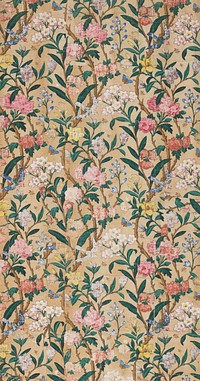 Birds, butterflies and bees among various blossoms (ca. 1850–1860) wallpaper in high resolution.  