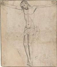 Christ on the Cross during mid 1470s drawing in high resolution by Master of the Drapery Studies.  