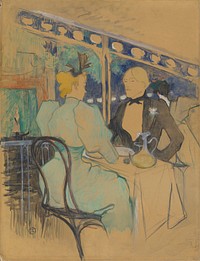 Fashionable People at Les Ambassadeurs (Aux Ambassadeurs: Gens Chic) (1893) painting by Henri de Toulouse&ndash;Lautrec.  