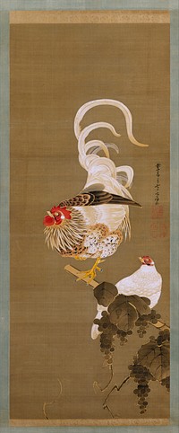 Hen and Rooster with Grapevine. Original public domain image from The MET Museum