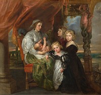 Deborah Kip, Wife of Sir Balthasar Gerbier, and Her Children (1629–1630, reworked probably mid 1640s) by Sir Peter Paul Rubens & Jacob Jordaens.  