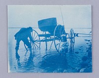 Untitled (Man, Small Girl, and Buggy in Lake) (c.1895) photography in high resolution. 