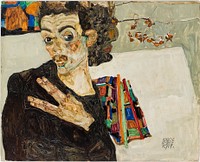 Selbstbildnis (1911) painting in high resolution by Egon Schiele.  