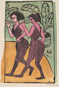 English Step Dancers (1911) print in high resolution by Ernst Ludwig Kirchner.  