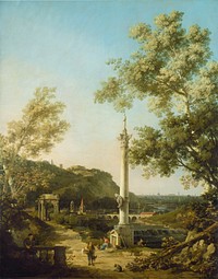 English Landscape Capriccio with a Column (ca. 1754) by Canaletto.  