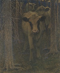 Cows in the Woods (1906) painting in high resolution by Ernst Kusel. Original from the Thiel Gallery.  