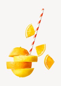 Orange & lemons collage element psd